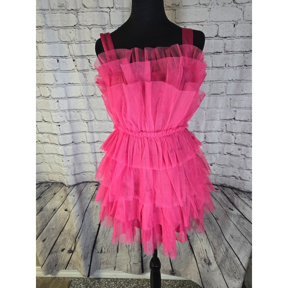 STORIA Pink Sweetheart Tulle Ruffle Layered Mini Dress Party Size S HD1406DG